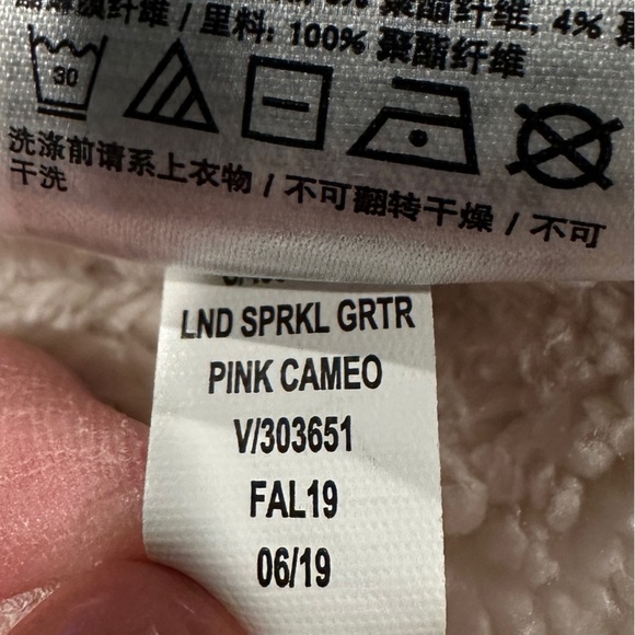 Baby Gap Girls Pink Knit Hooded Cardigan Sweater jacket fleece lined 3-6 mo GUC - Picture 4 of 6